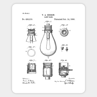 Edison Lamp Patent - New Homeowner Housewarming Decor Art - White Sticker